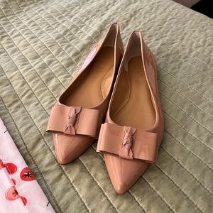 J. Crew Blush Patent Bow Flats